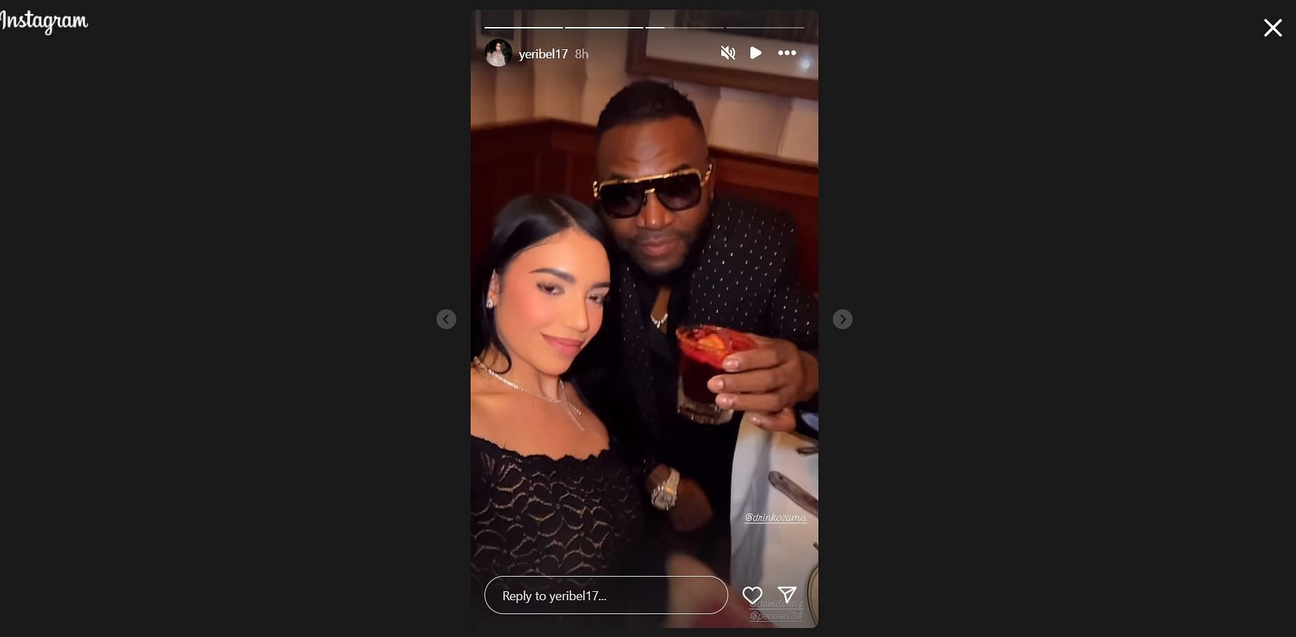 David Ortiz and Maria Yeribel pose at Ozama event - Source: IG